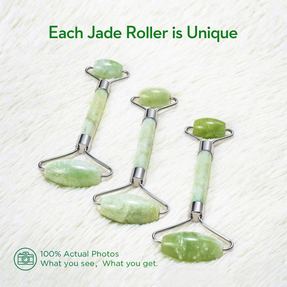 LDREAMAM kimkoo rodillo de jade en manos para masaje facial suave.