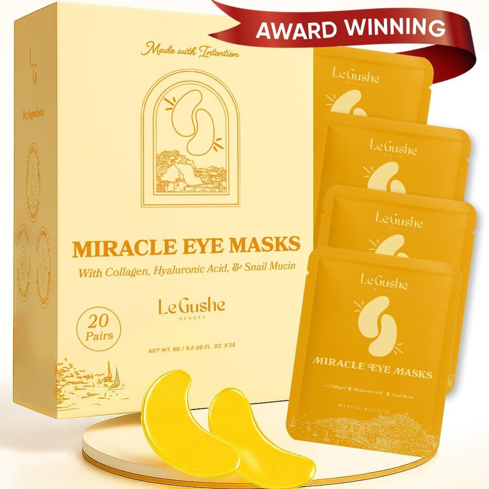 Parche ocular LE GUSHE oro en empaque de 20 pares para reducir bolsas.