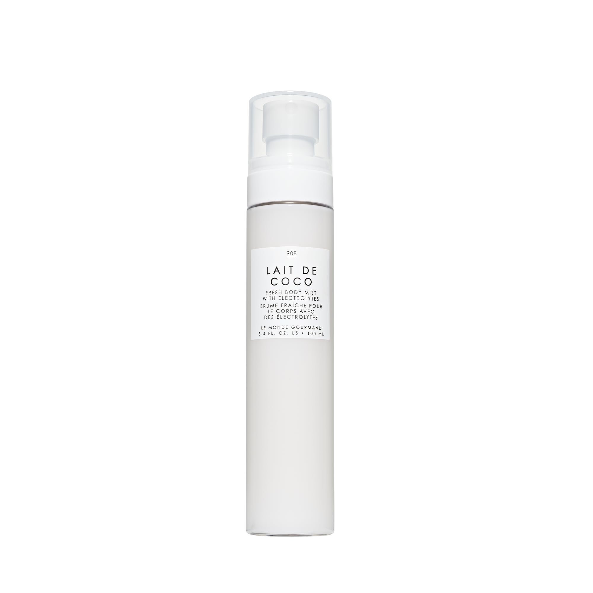 Le Monde Gourmand Lait de Coco Fresh Mist: botella y bruma para uso diario.