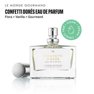 Le Monde Gourmand Confetti Dorés, avellana dorada para notas cálidas.