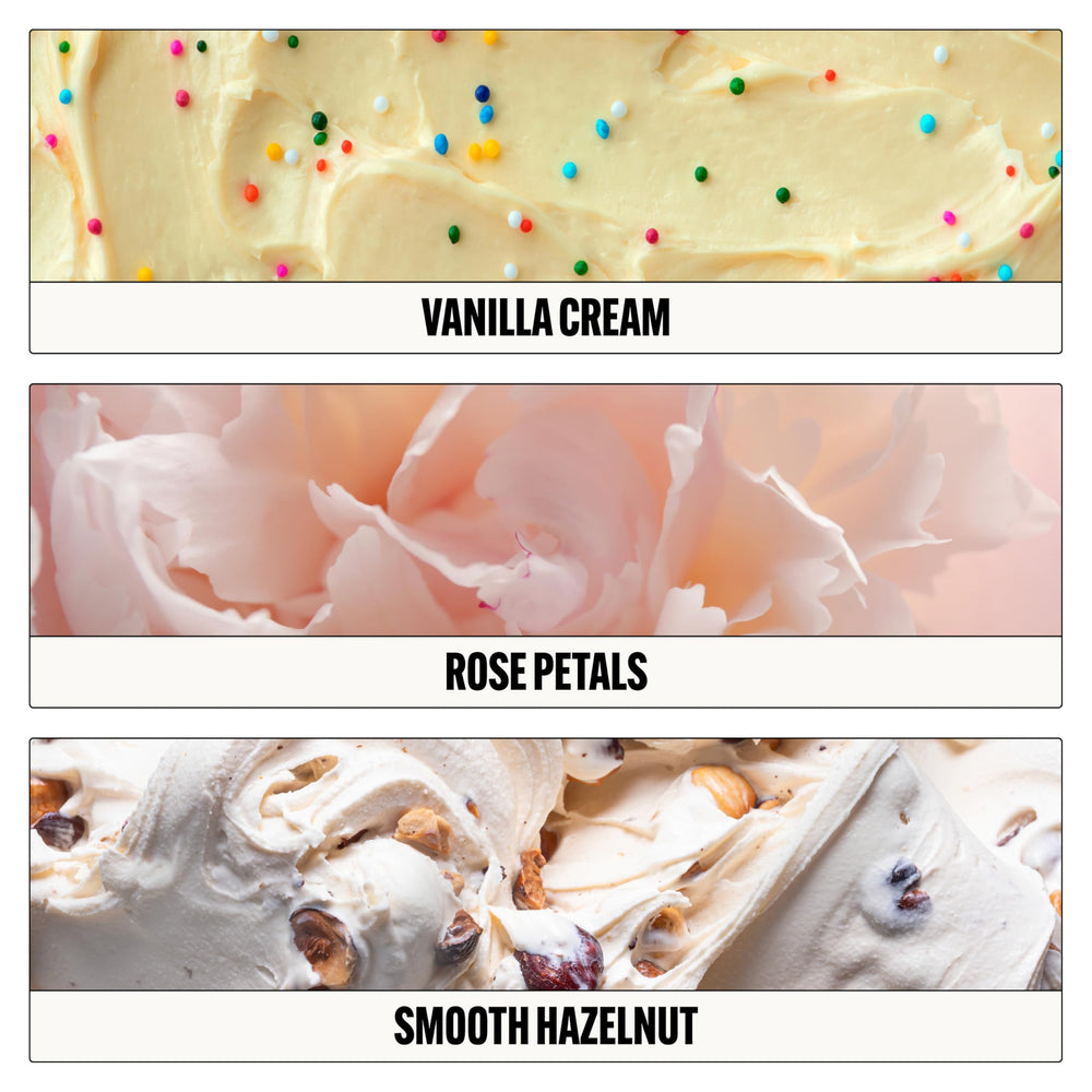 Le Monde Gourmand Confetti Dorés, vainilla crema suave para aroma envolvente.