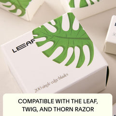 Leaf Shave lata de reciclaje para cuchillas, opción ecológica para reducir residuos.
