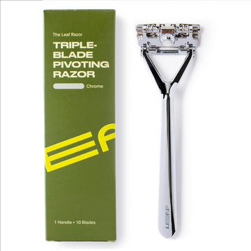 Leaf Shave razador metálico con cabeza pivotante para contornos suaves.