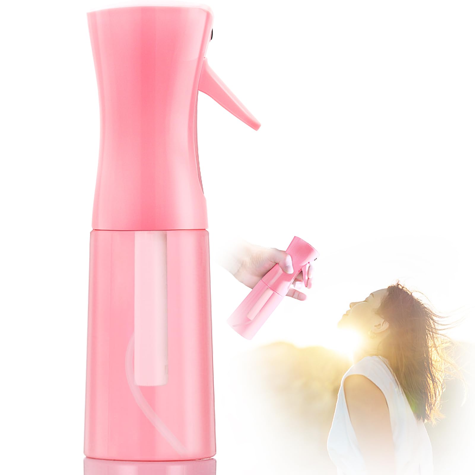 Leaflai atomizadora continua rosa 200 ml, niebla fina para cabello y piel suaves.
