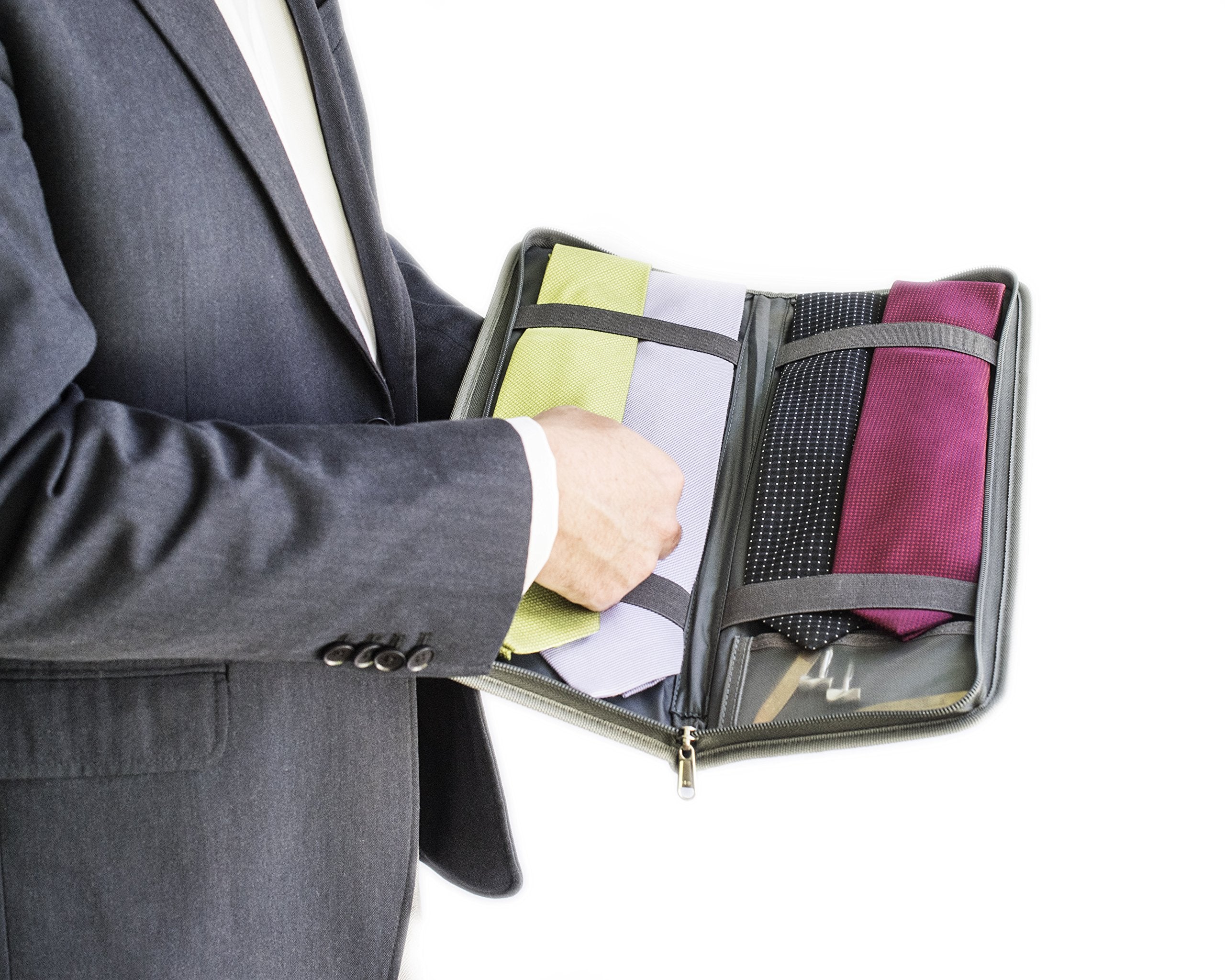 LeanTravel estuche organizador de corbatas: bolsa de malla interior para gemelos y accesorios.