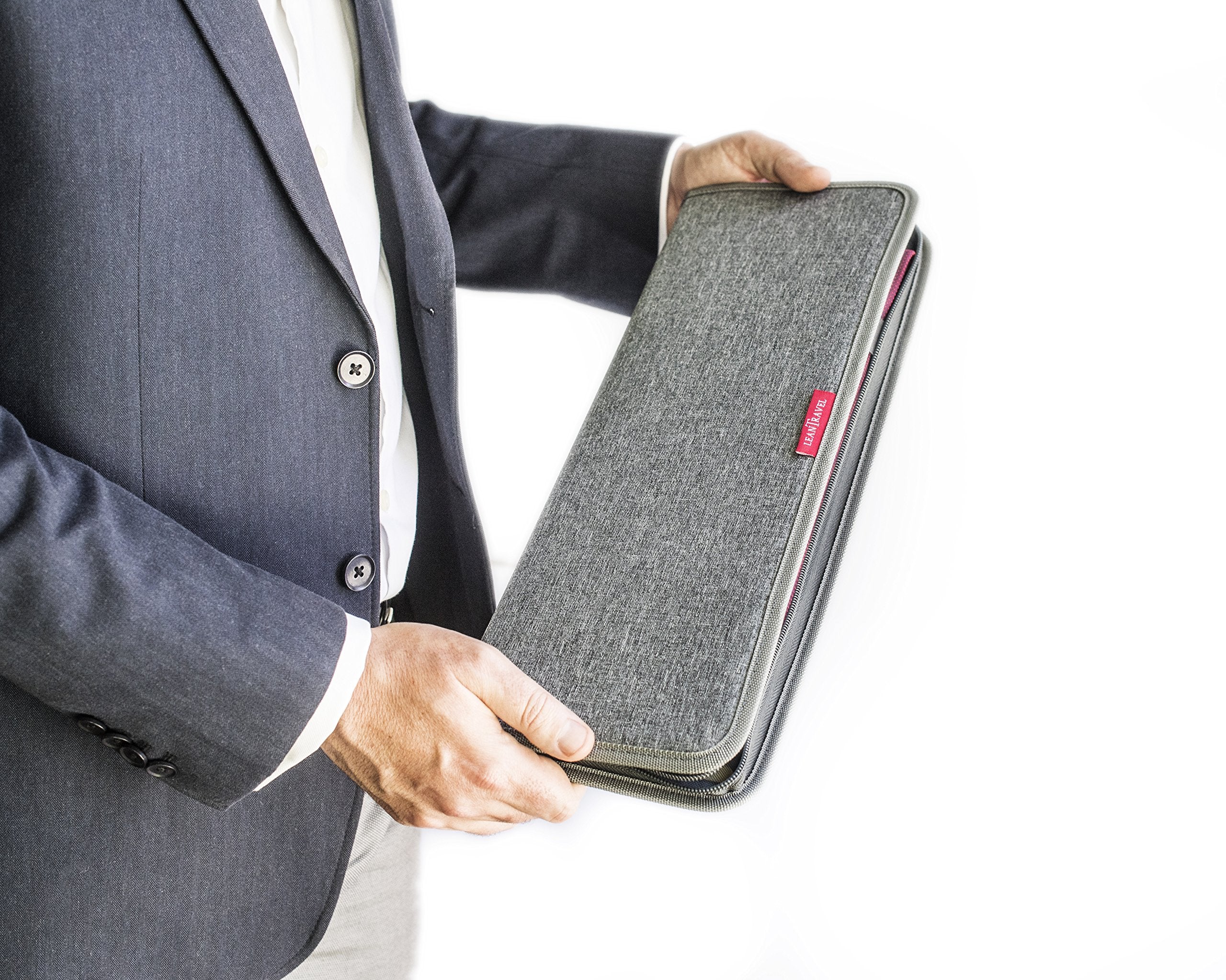 LeanTravel estuche organizador de corbatas: dimensiones compactas 16.5 x 6 x 1.5 pulgadas.