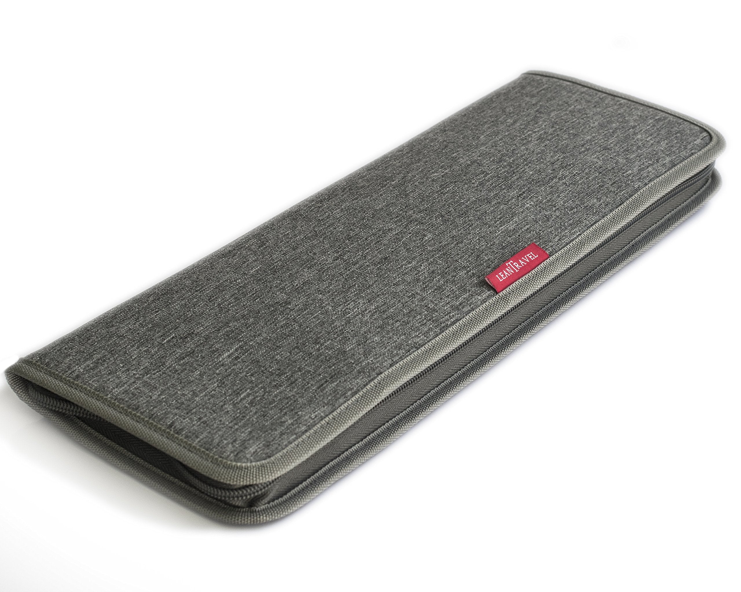 LeanTravel estuche organizador de corbatas: vista exterior elegante y compacto para viajar.