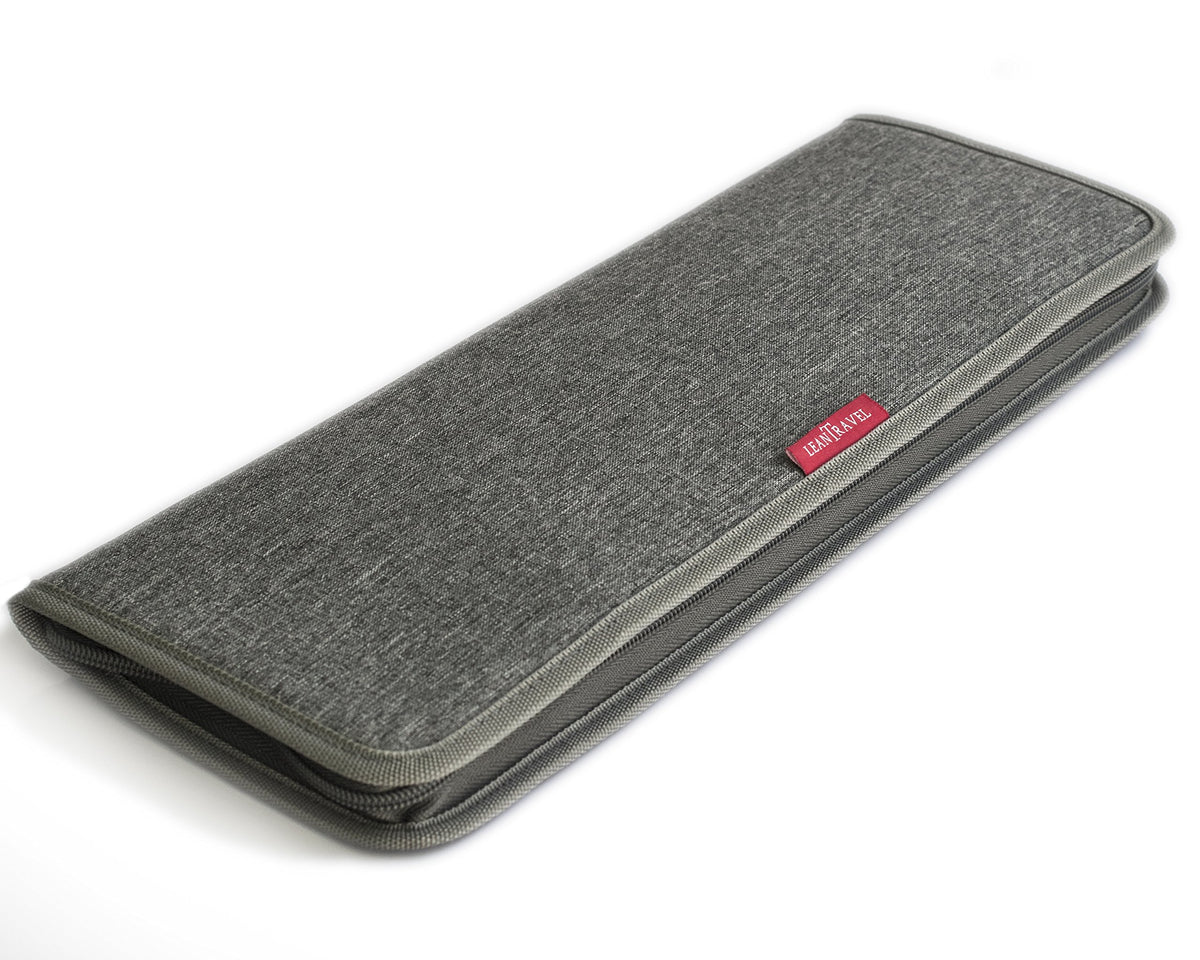 LeanTravel estuche organizador de corbatas: vista exterior elegante y compacto para viajar.