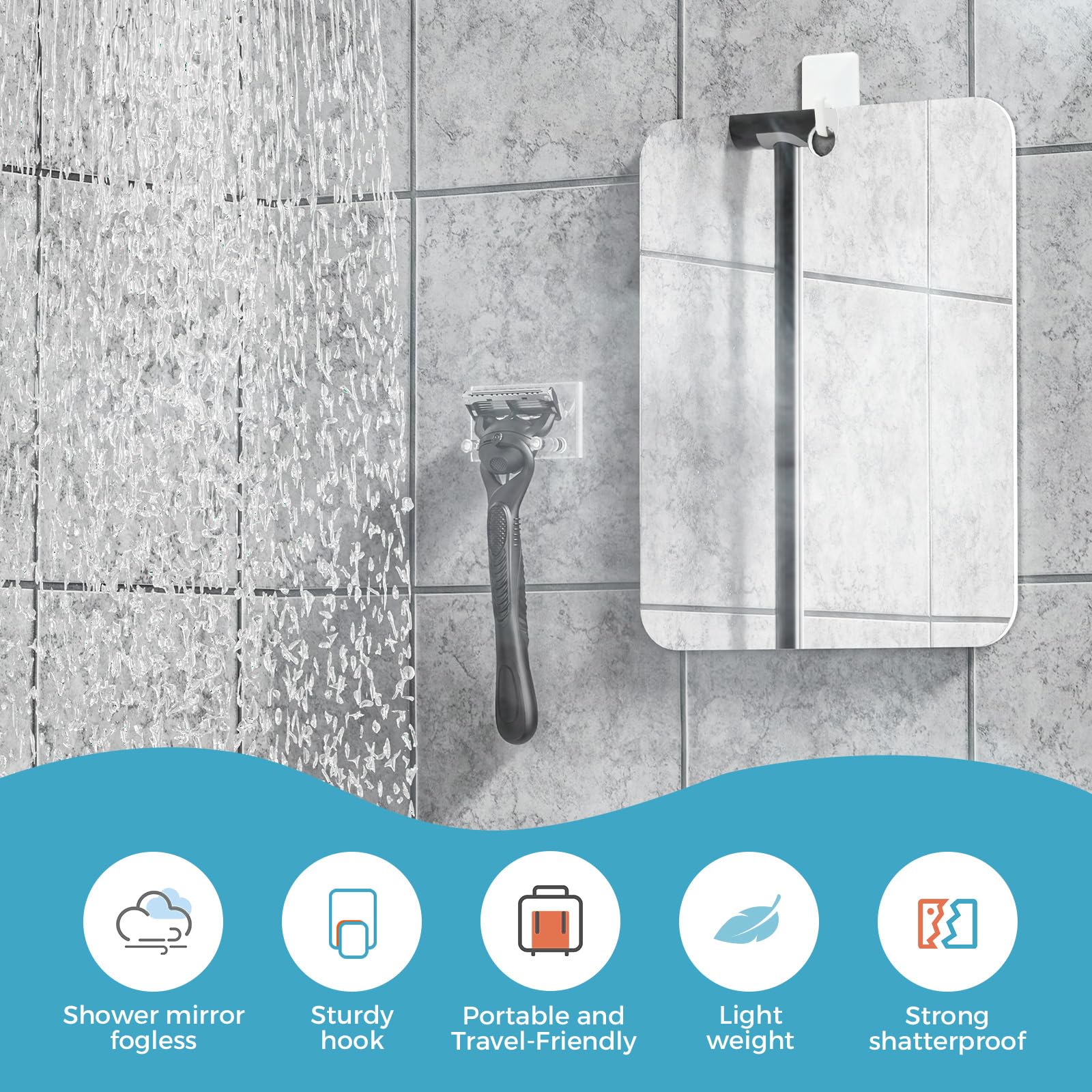 LeaOcaao espejo-ducha tamaño 67x55, vista amplia para detalle facial