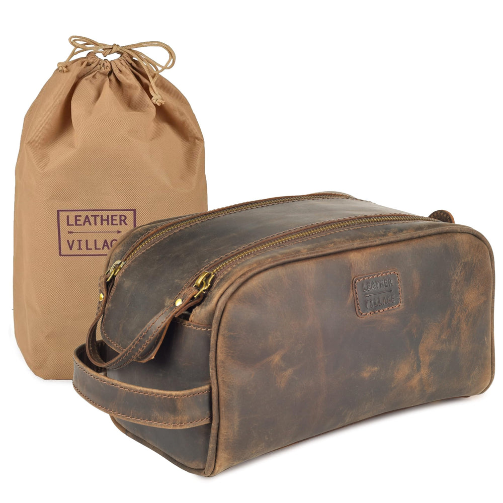 Détails de couture et cuir pleine grain Leather Village pour une allure haut de gamme.