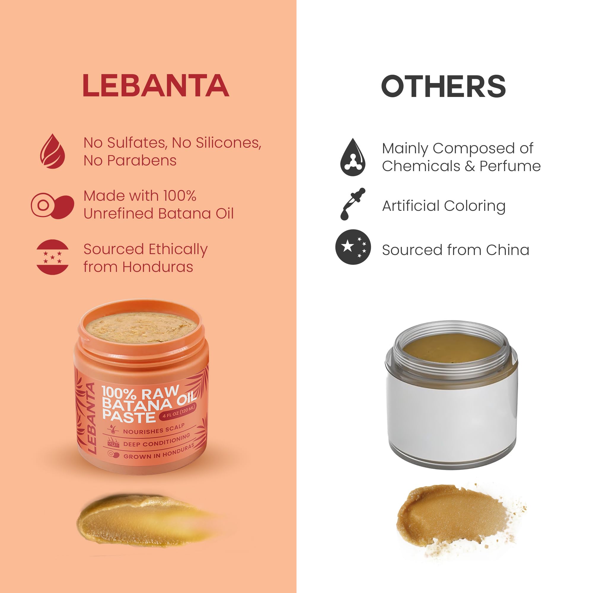 Envase de Lebanta Aceite de Batana de 4 oz para uso diario.