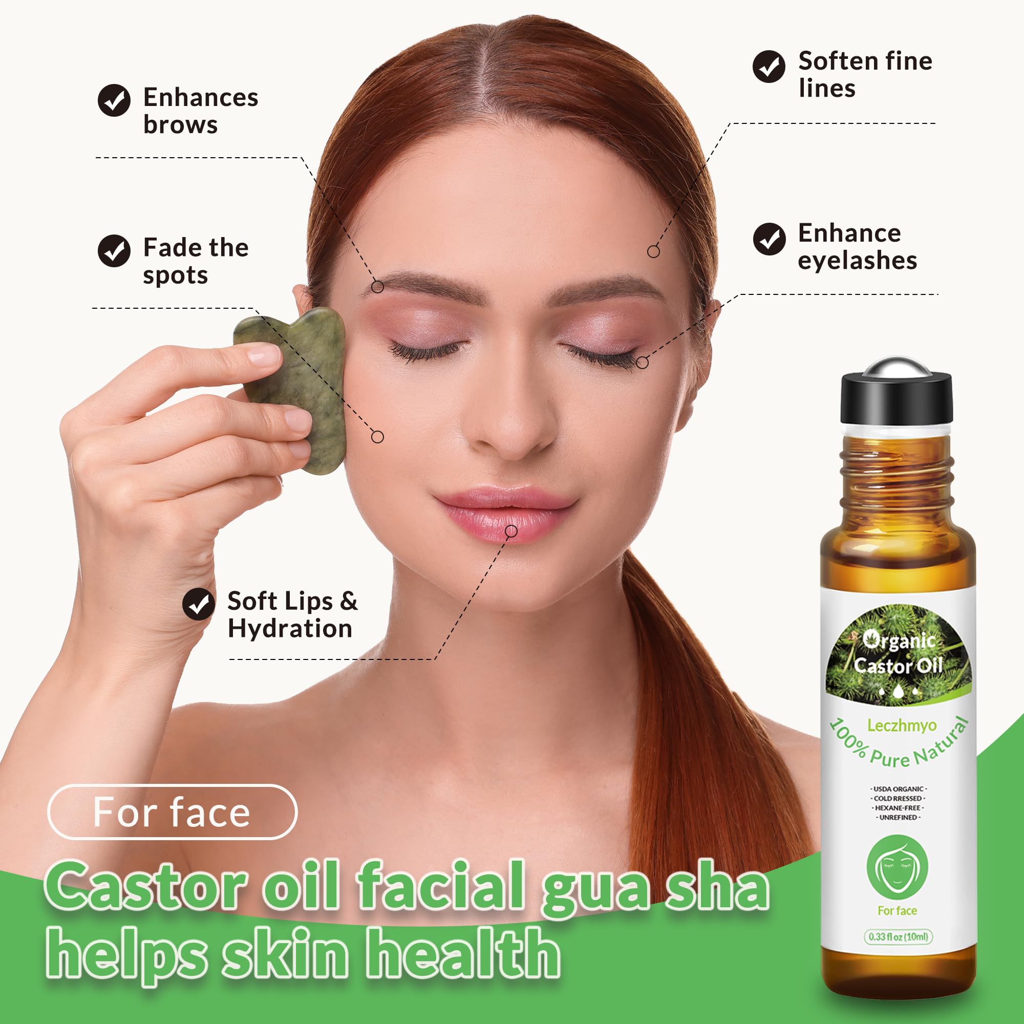 Leczhmyo aceite de ricino rodillo cuerpo para piel hidratada tras la ducha.