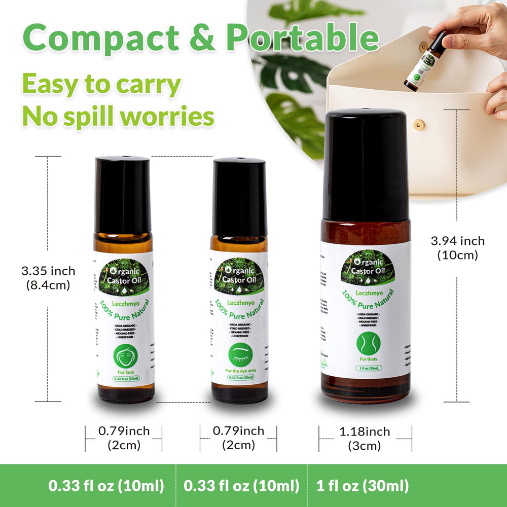 Leczhmyo aceite de ricino rodillo manos para hidratación rápida.
