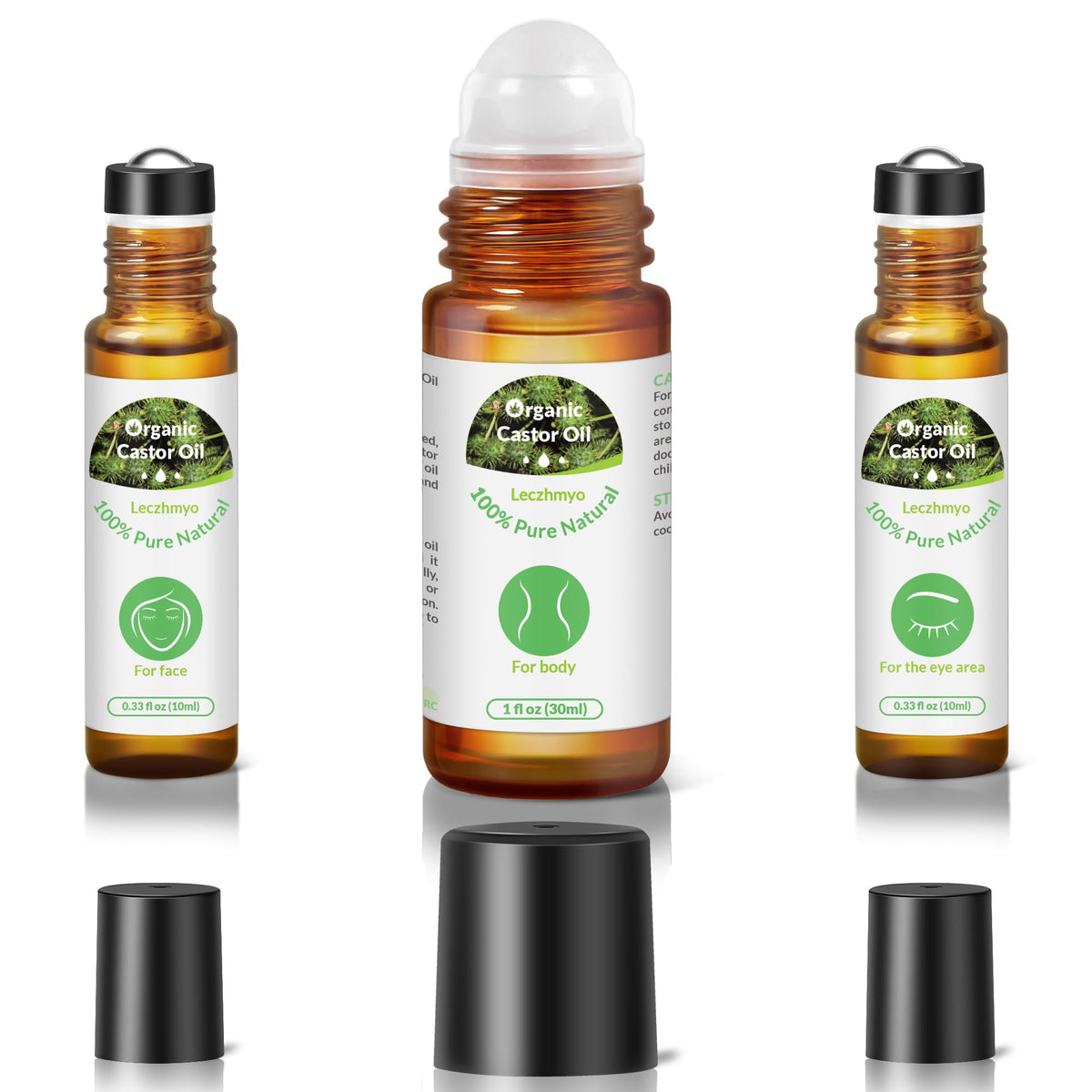 Leczhmyo aceite de ricino rodillo ojos para suavizar la piel alrededor de los ojos.