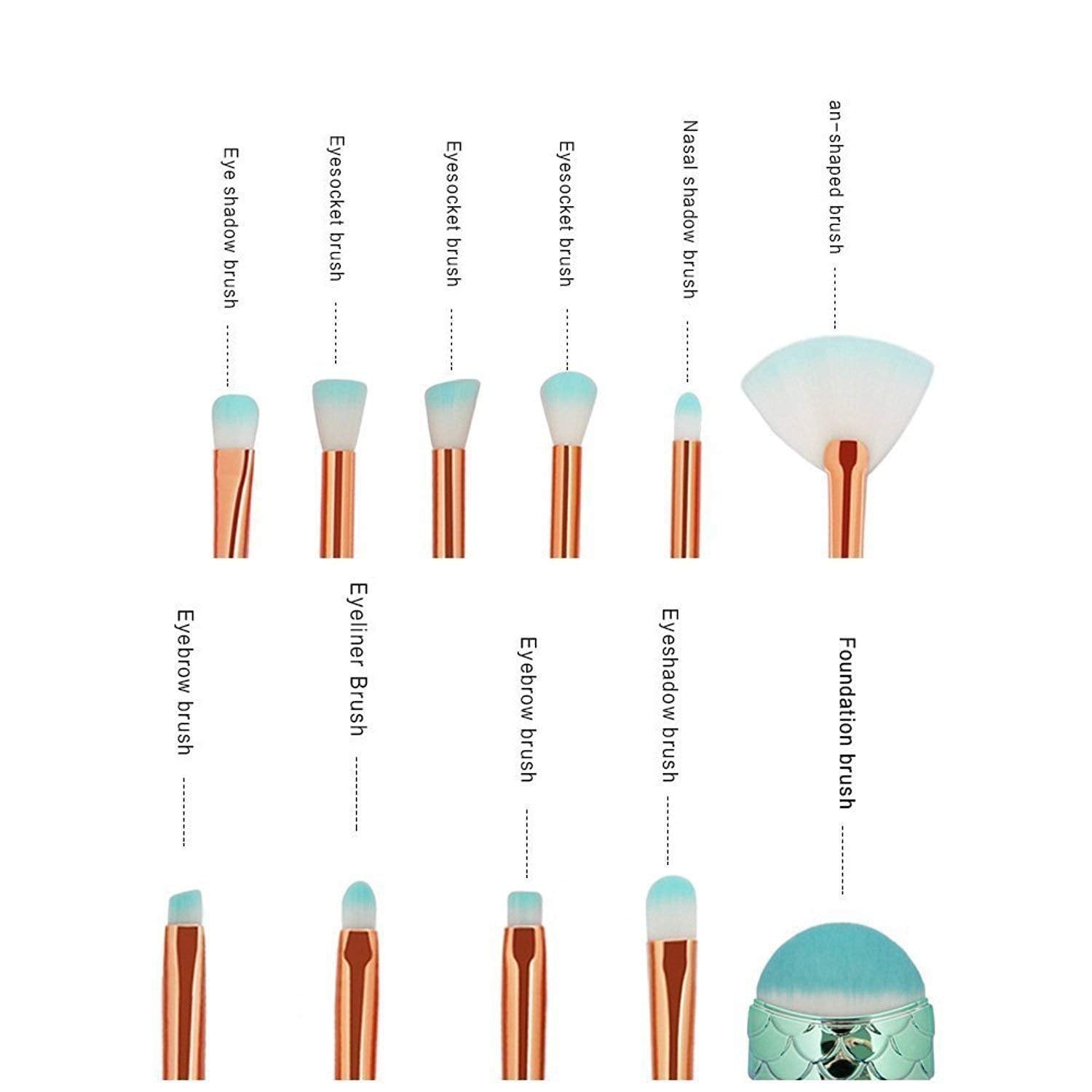 LEDeng Funfunman: kit de brochas colores sirena para maquillaje diario