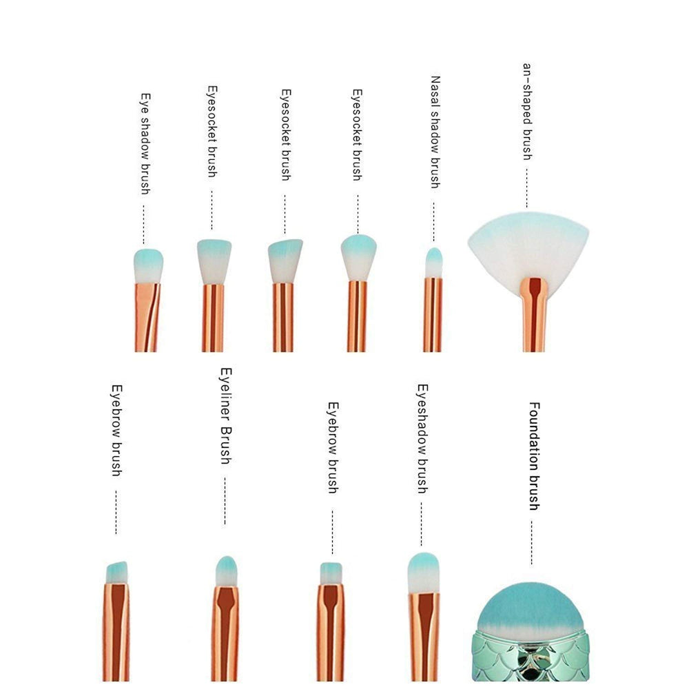 LEDeng Funfunman: kit de brochas colores sirena para maquillaje diario