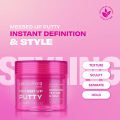 Lee Stafford Messed Up Putty proporciona definición instantánea para mechones separados.