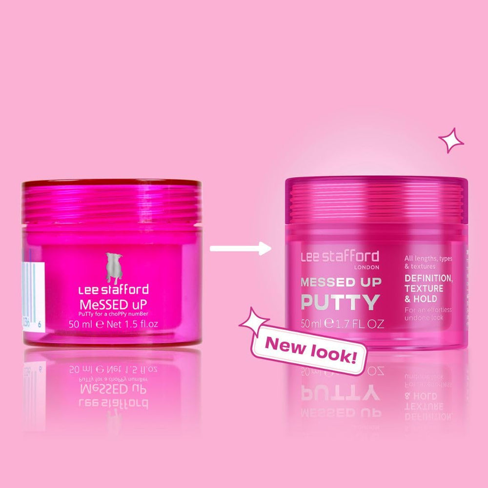 Lee Stafford Messed Up Putty crea un look undone con textura natural.