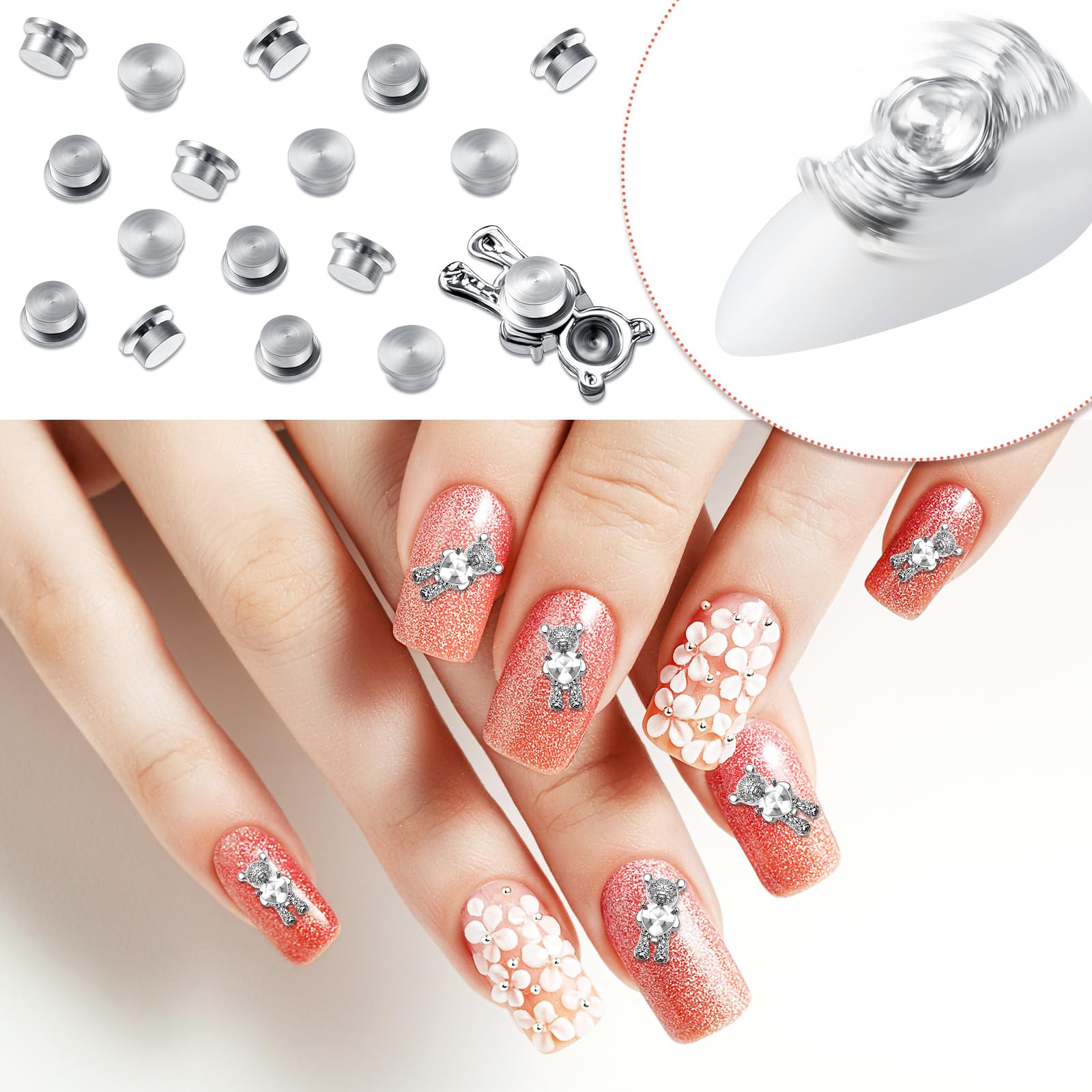 Piezas de arte para uñas Leelosp plateadas, aportan brillo y estilo a tu manicura.
