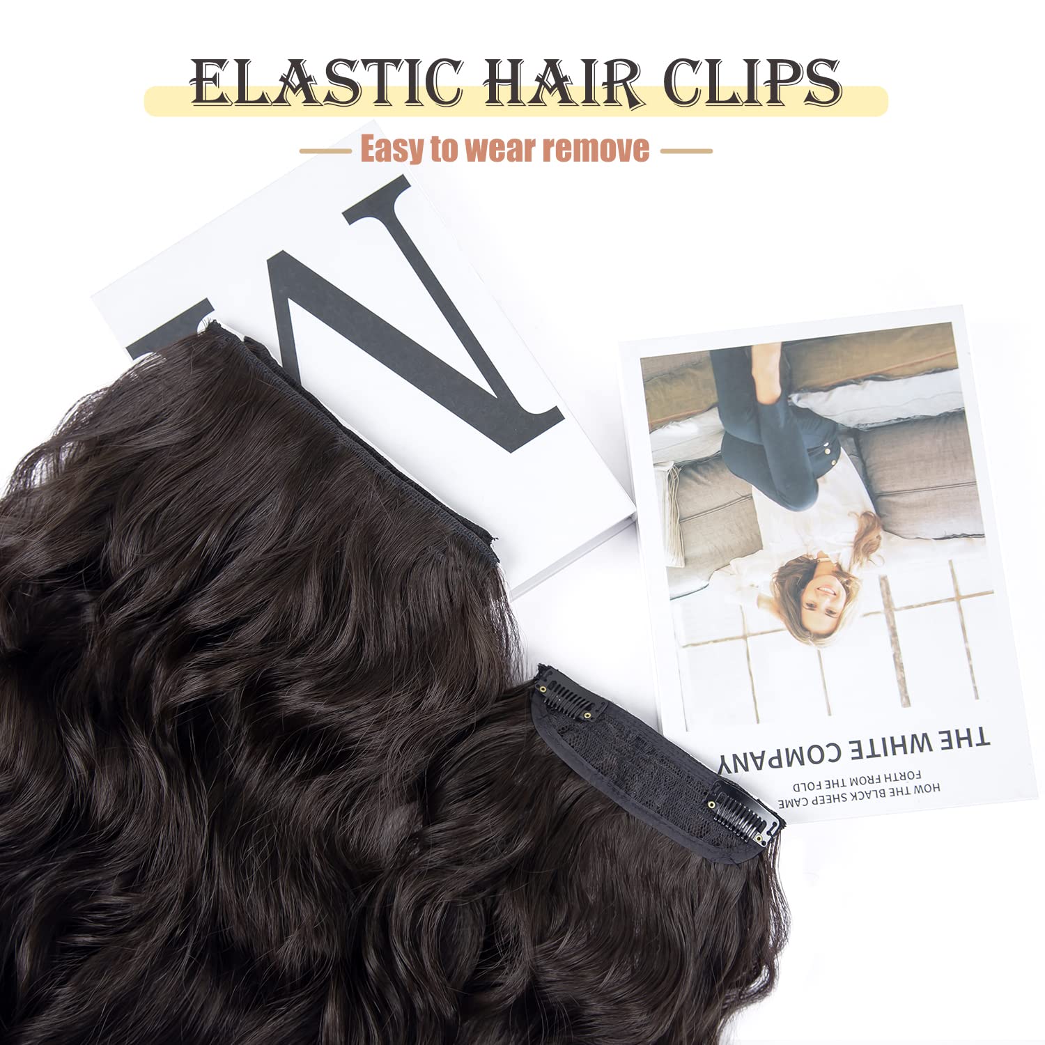 LEEONS extensiones con broches, diseño ondulado con aspecto natural para eventos.