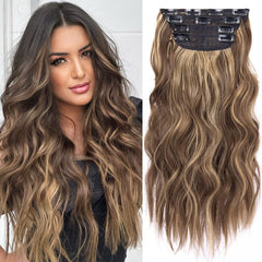 LEEONS extensiones con broches, primer plano color rubio miel mezcla, tono natural y duradero para uso diario.