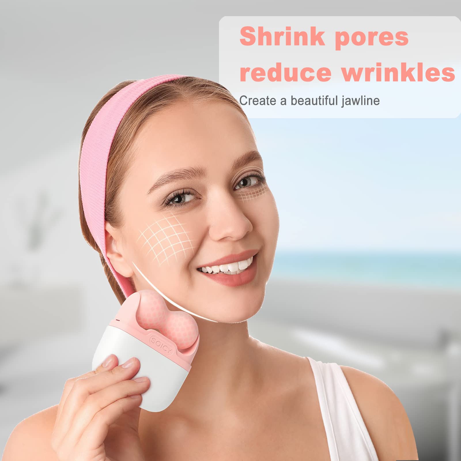 Leeshine rodillos de hielo 2 en 1 con dos formas para masajes faciales versátiles