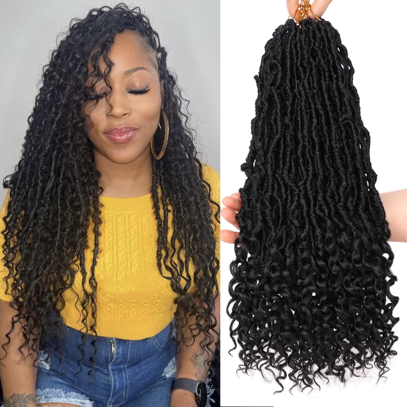 Leeven Goddess Locs: extremos rizados para uso diario con 18 pulgadas de longitud.