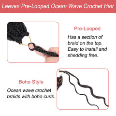 Leeven ola oceano crochet, detalle fibra sintética suave sin irritación.