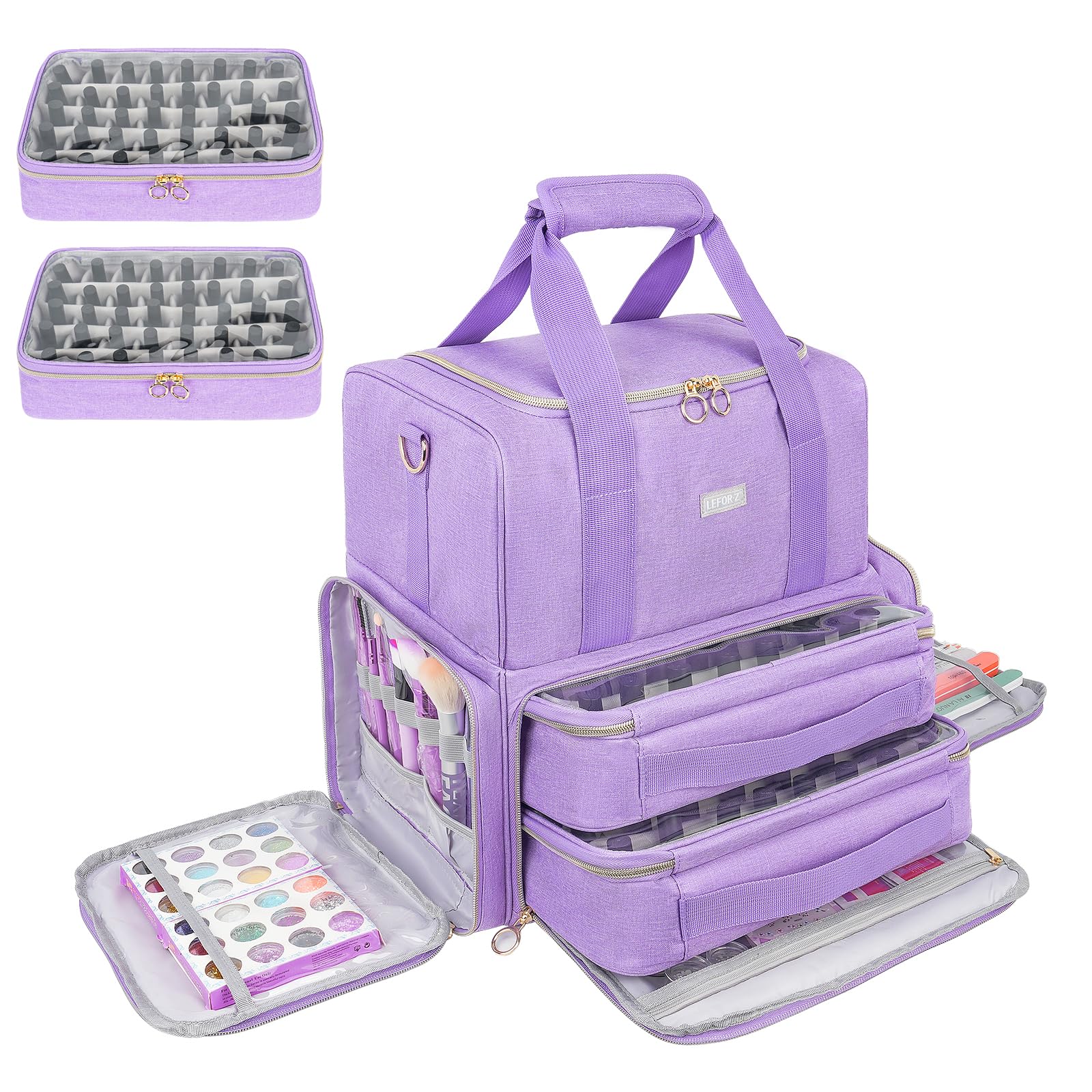 LEFOR·Z organizador de esmaltes, 80 botellas y lámpara, almacenamiento eficiente para salón.