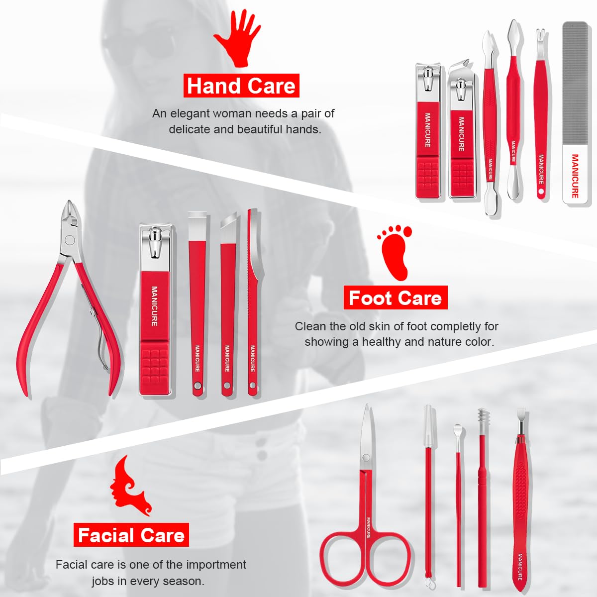 Kit de pedicura Leipple en estuche de cuero de lujo, organización superior