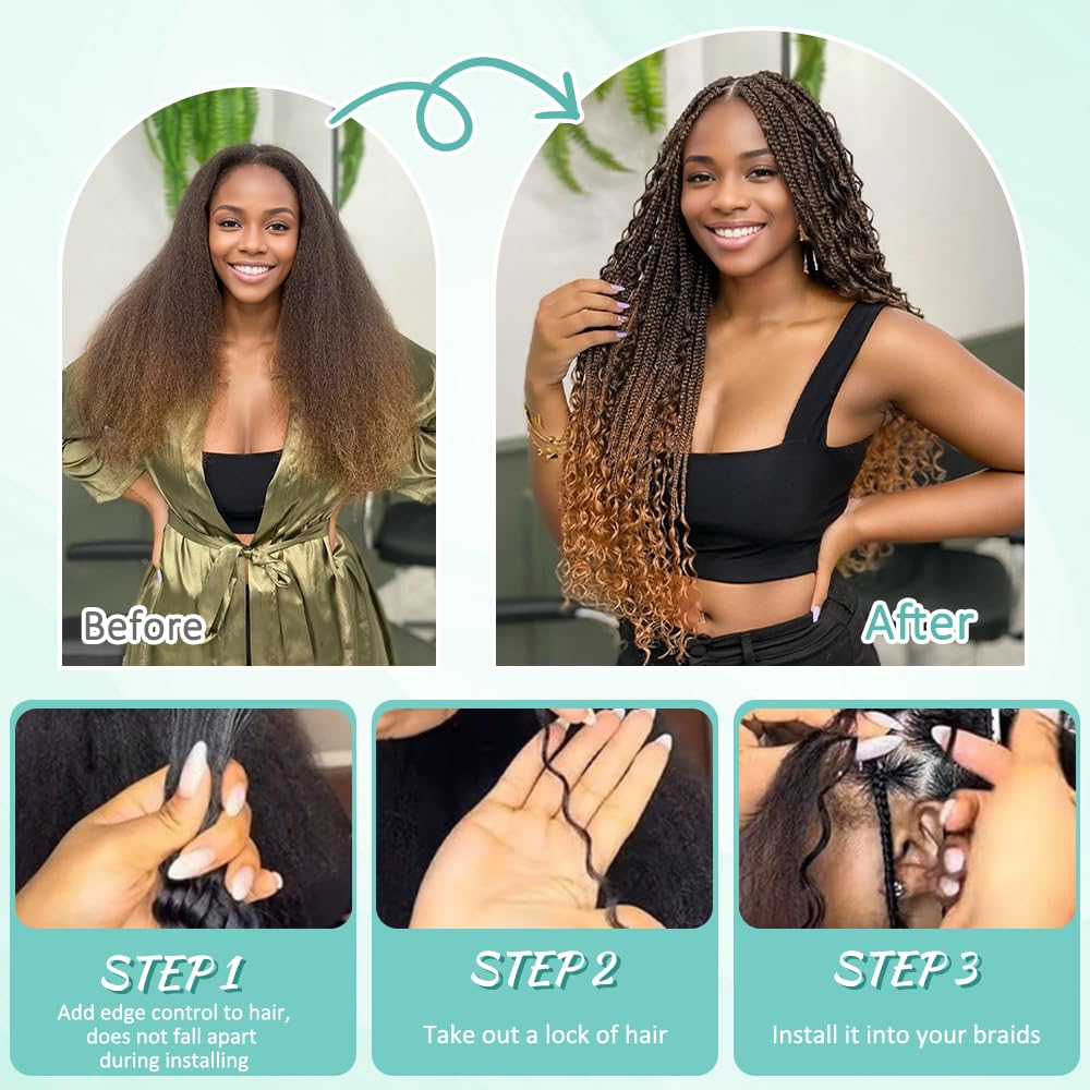 LEISWISS cabello humano trenzado ondulado profundo, foco en textura natural para trenzas