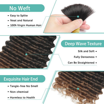 LEISWISS extensiones cabello virgen ombre boho 18in, enfoque en transición de color suave