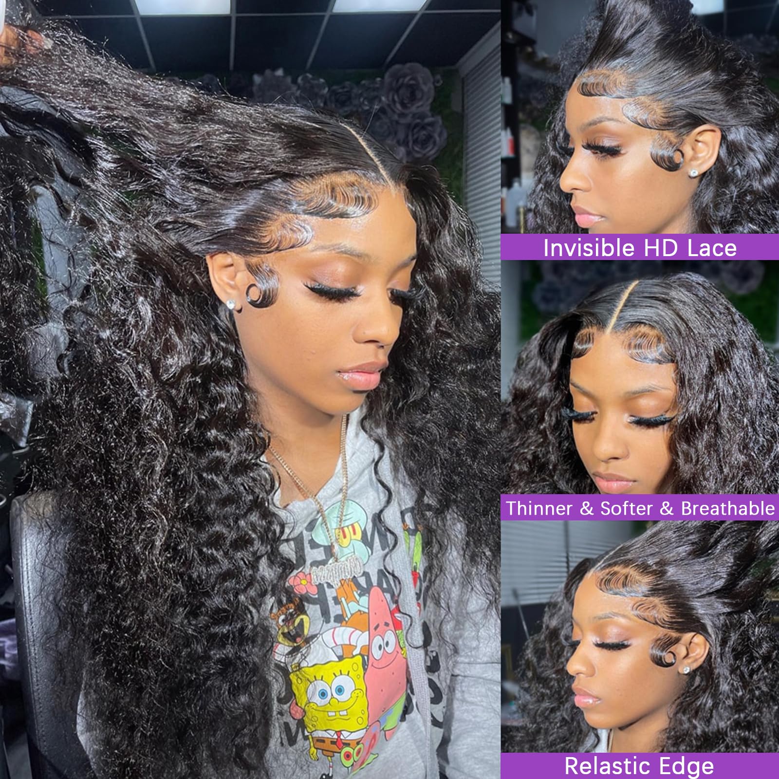 Lemeiily 28-inch wig with deep waves and 13x6 lace front for versatile parting.