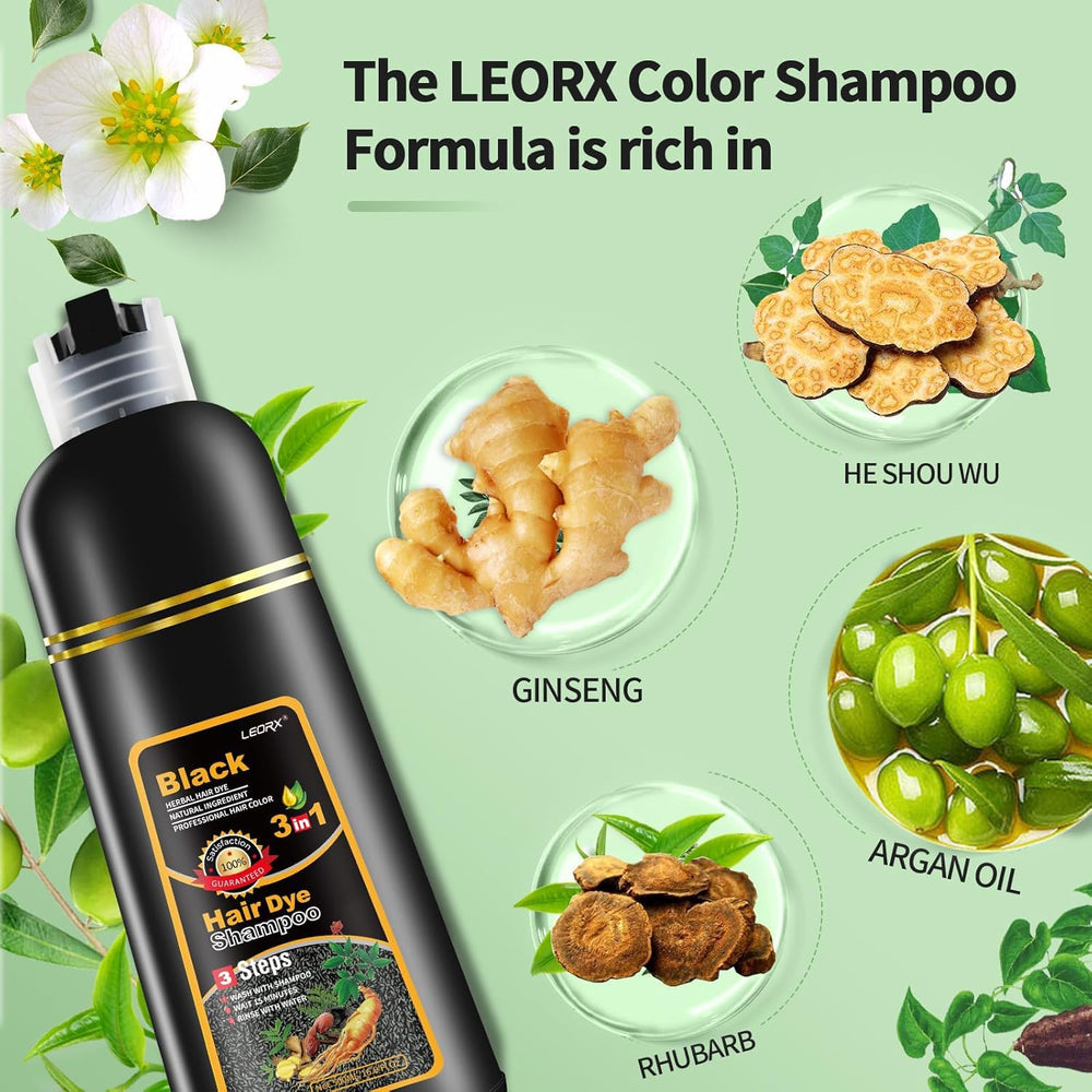 Leorx ingredientes naturales: color duradero y cabello nutrido.