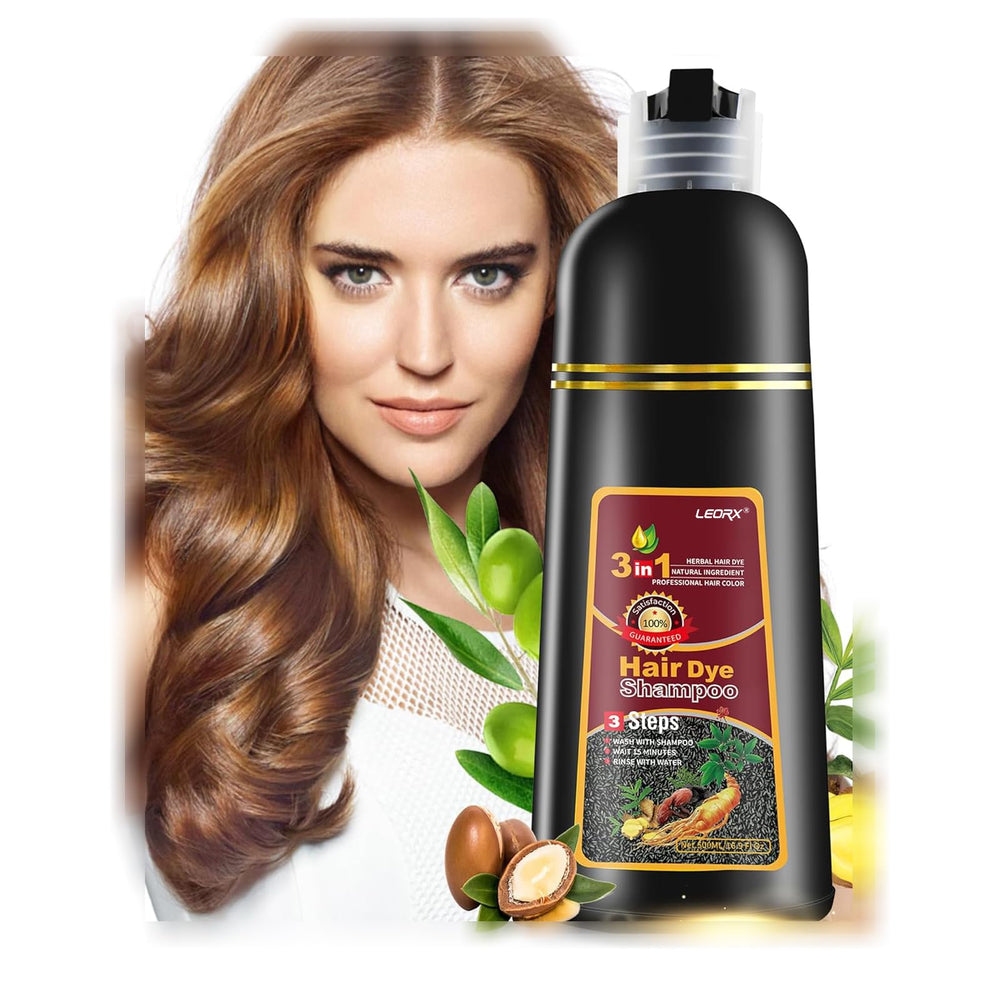 Leorx 3 en 1, cabello marrón en botella: color rápido y fácil de aplicar