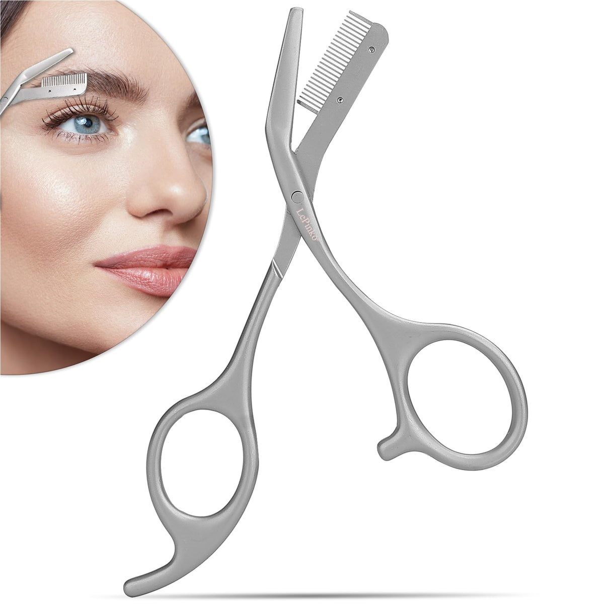 LePinko tijeras para cejas con peine, combinación de peine y corte para un acabado suave.