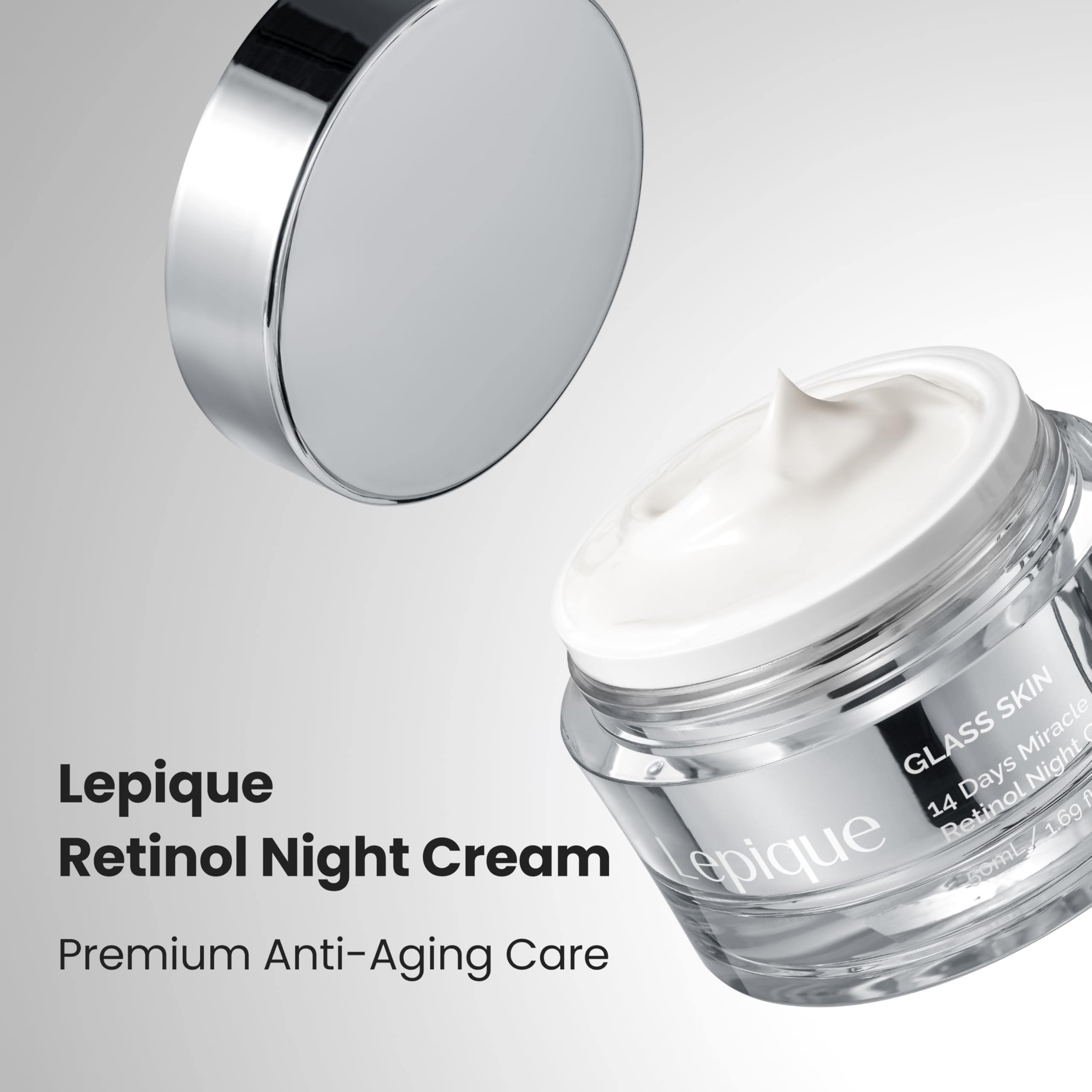 Aplicación facial y de cuello con Lepique crema nocturna para firmeza gradual.