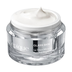Lepique crema nocturna con retinol: bote elegante para cuidado facial nocturno.