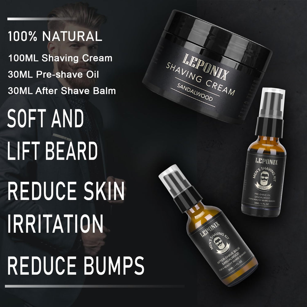 Crema de afeitar LEPONIX en envase de 100 ml para deslizamiento cómodo.
