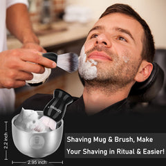 LEPONIX brocha suave que levanta el vello para una crema abundante.