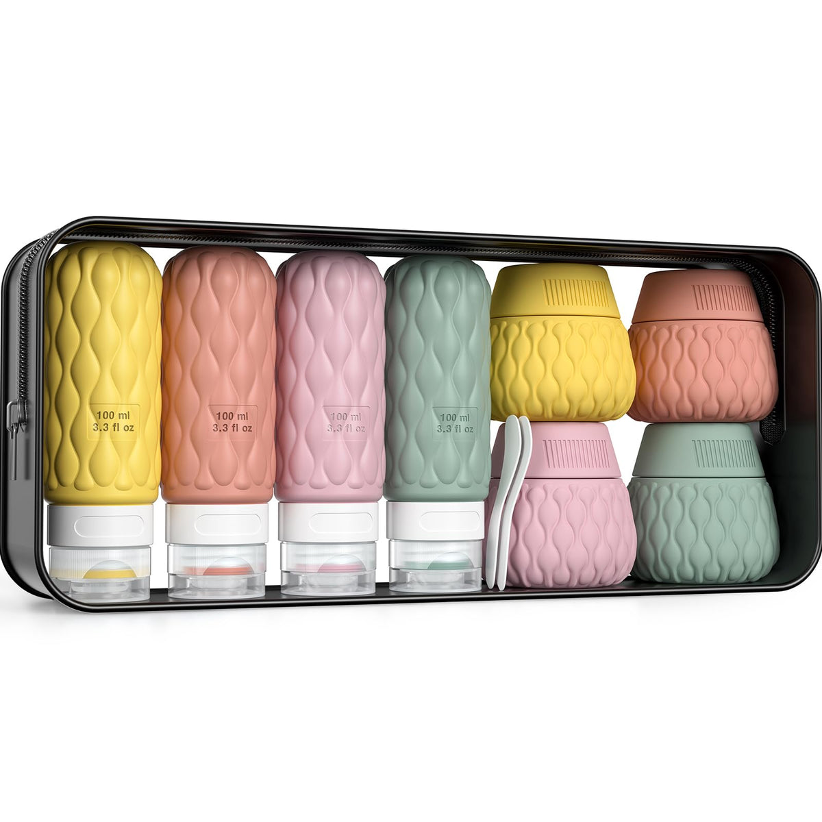 Botellas Lericttor de silicona para viaje, 100 ml, rellenado fácil.