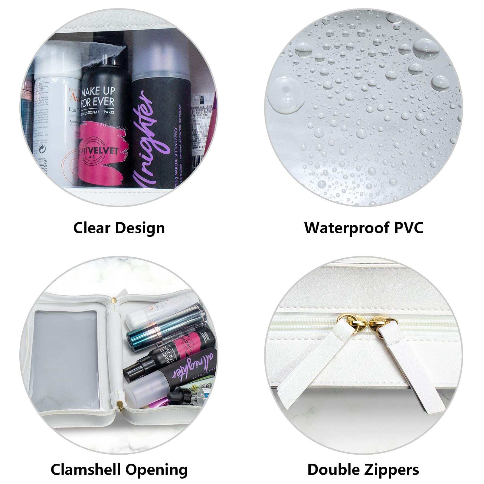 Bolsas LETGO para cosméticos transparentes, diseño minimalista beige