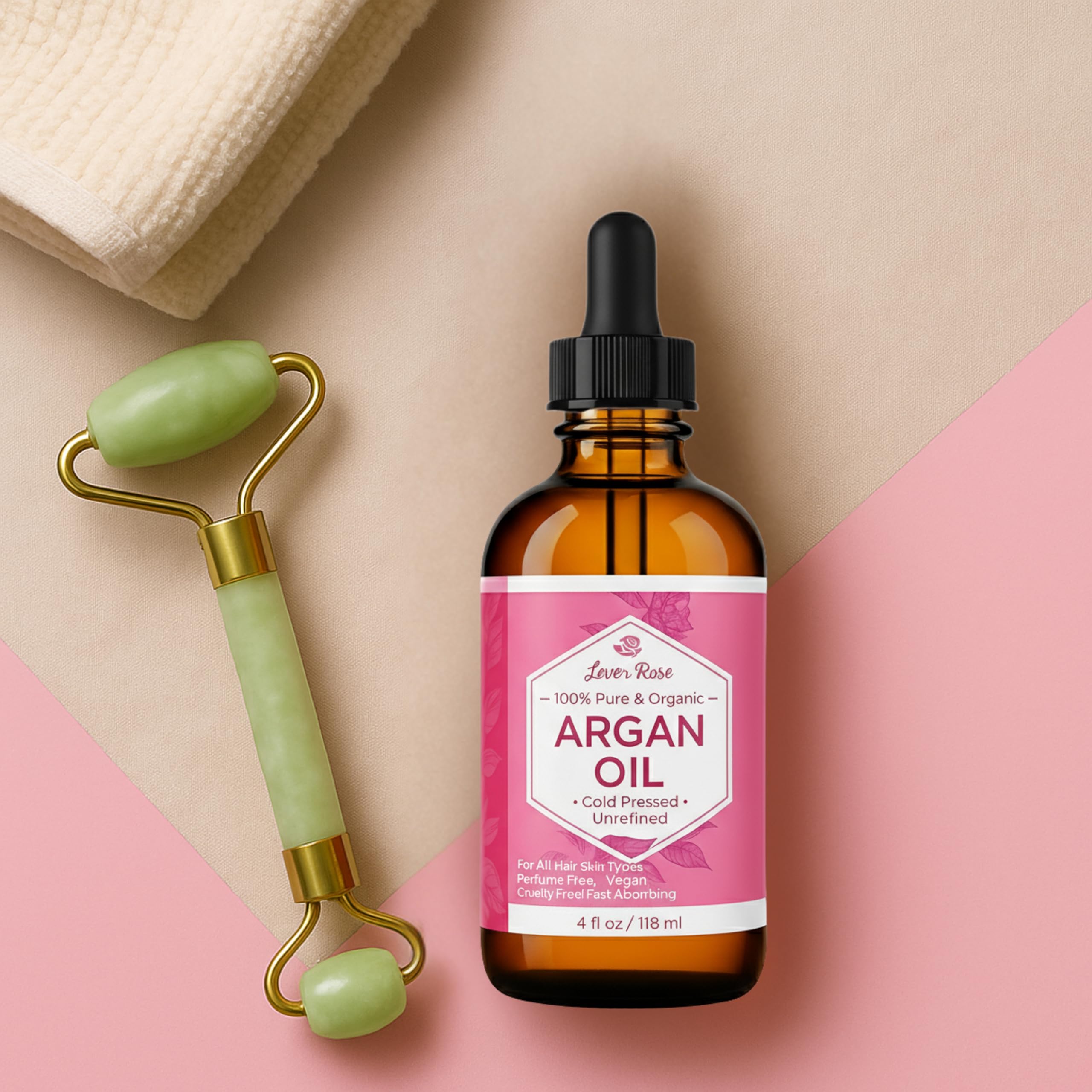 Brillo natural del cabello con Aceite de Argán Leven Rose.