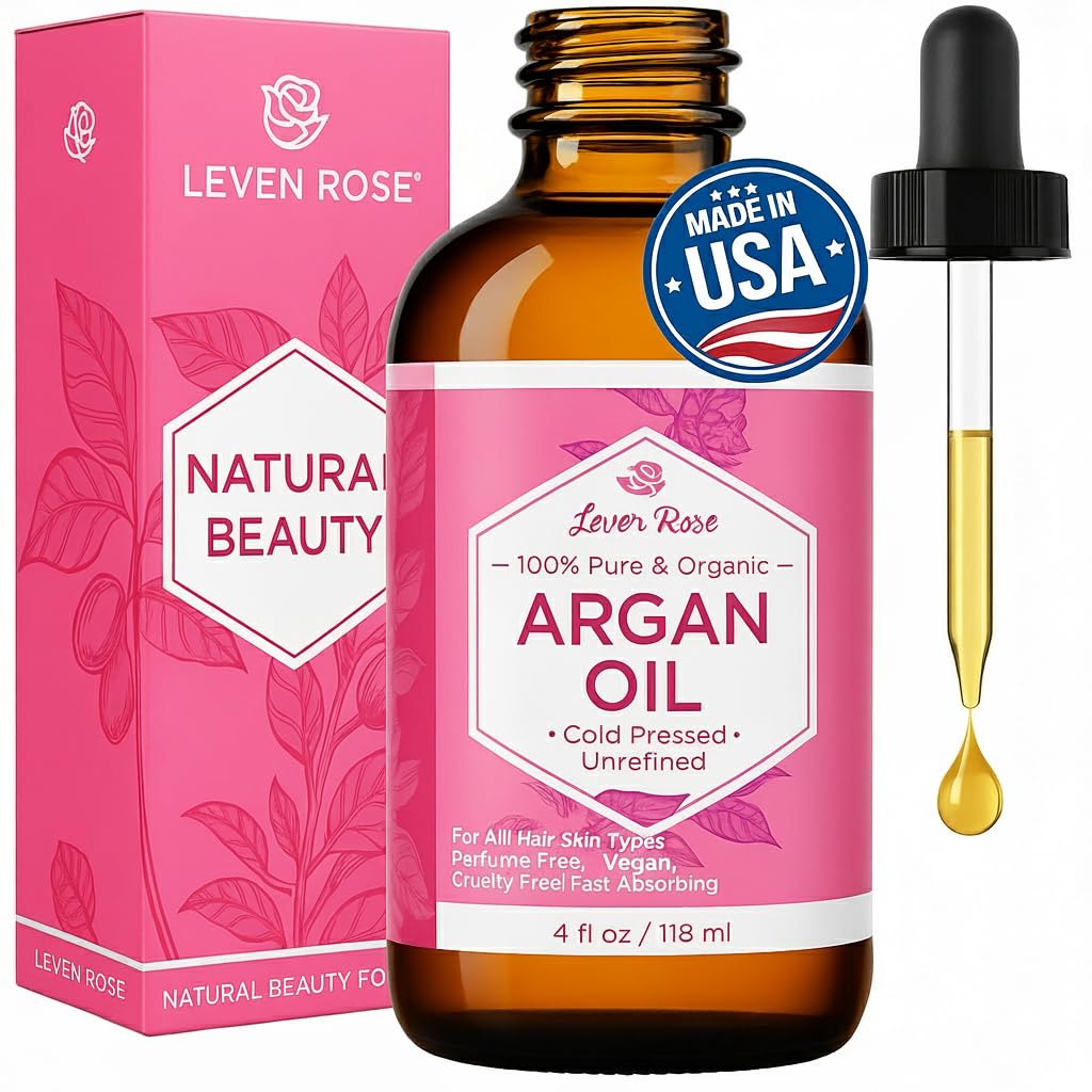 Leven Rose Aceite de Argán puro en botella oscura para preservar nutrientes.