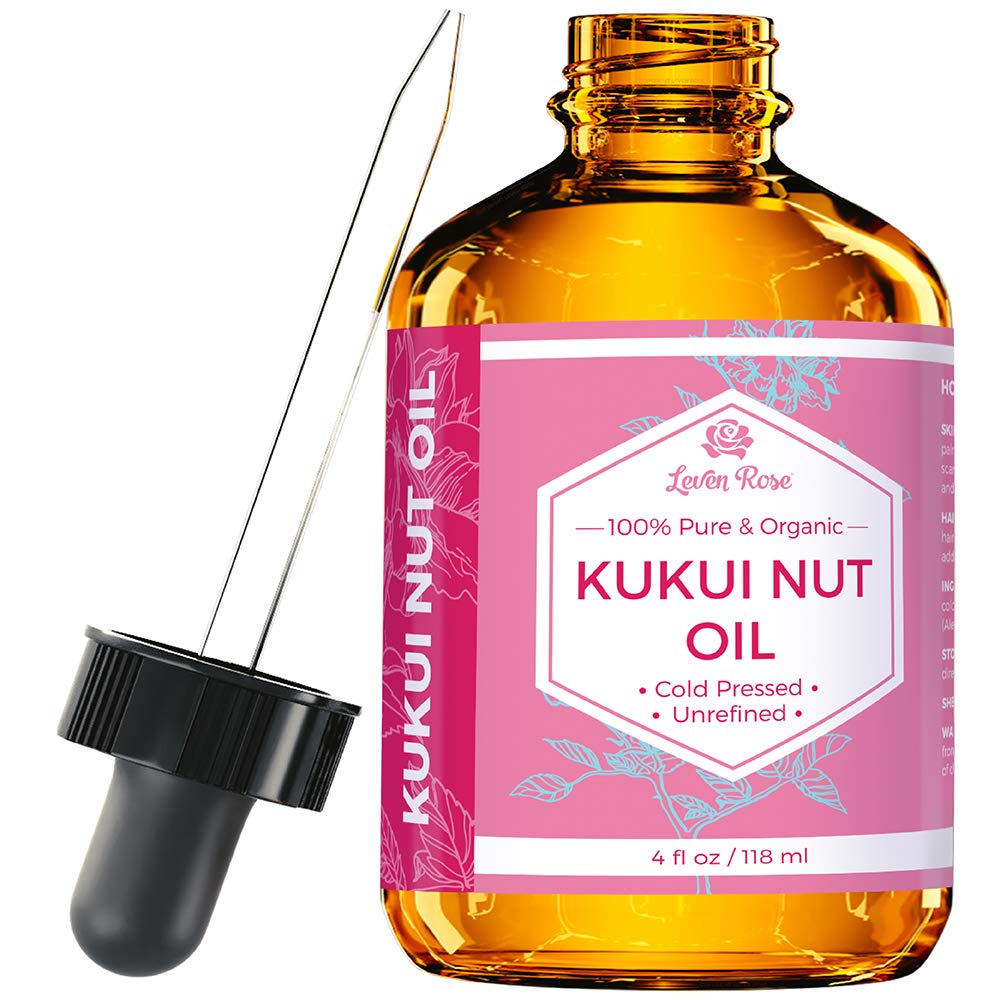 Leven Rose Kukui Nuez, botella ámbar protege la pureza y facilita aplicación precisa.