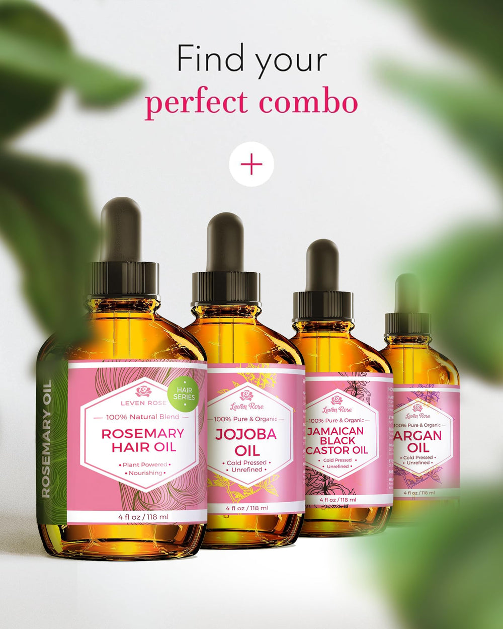 Leven Rose Aceite Romero: ingredientes naturales certificados para cuidado capilar.