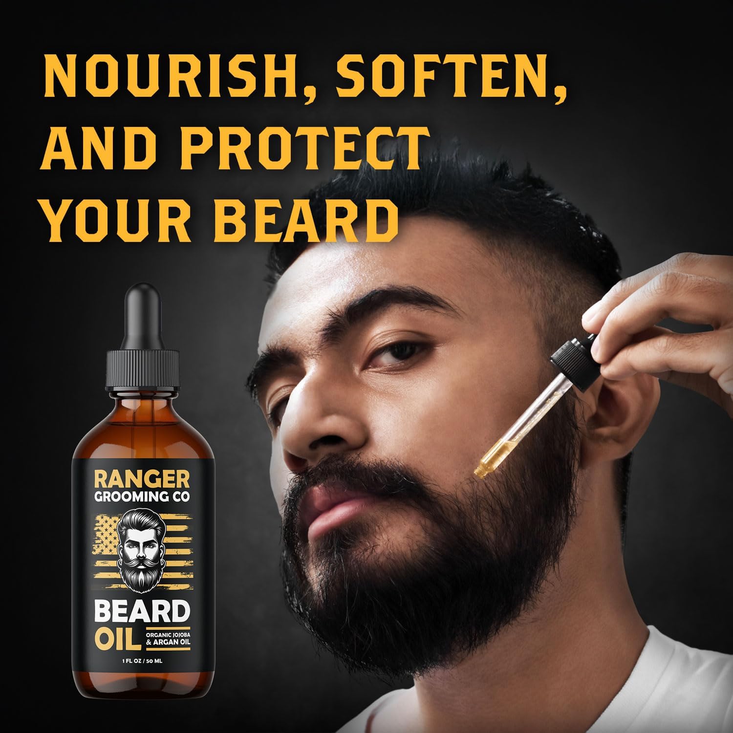 Leven Rose Gota de aceite para barba muestra uso diario sencillo