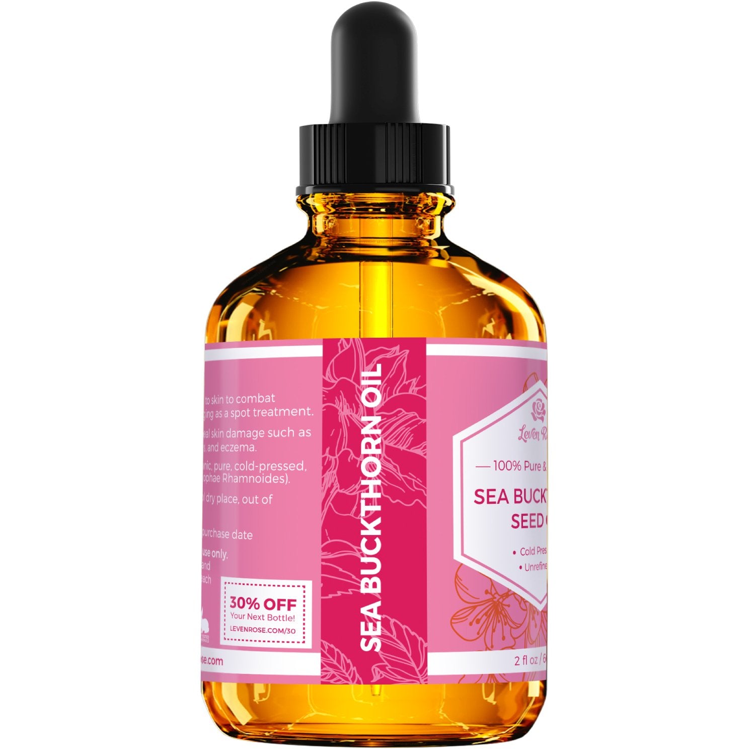 Leven Rose Sea Buckthorn oil face application as a gentle night moisturizer