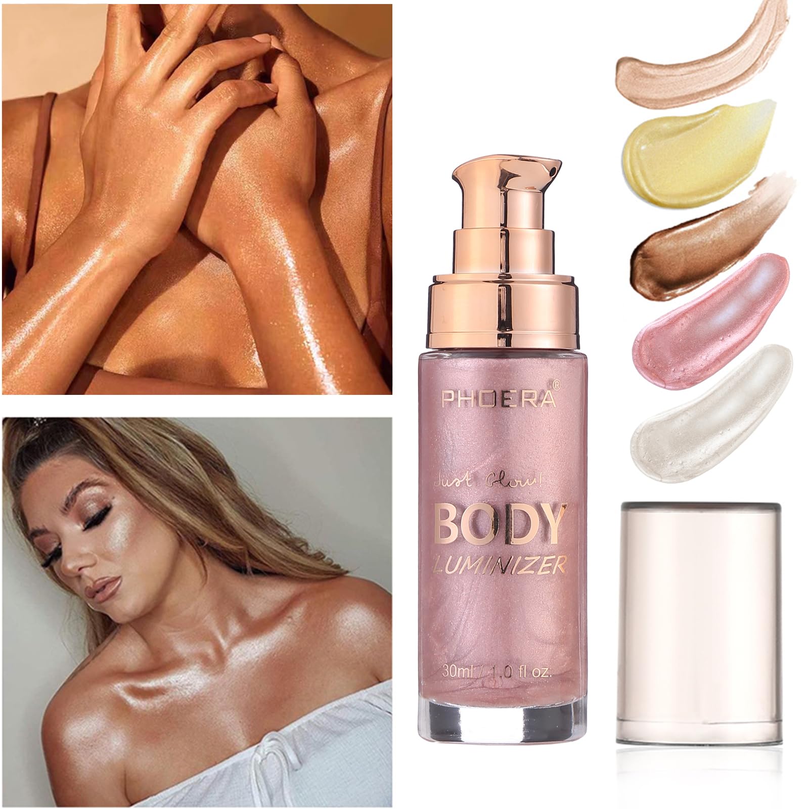 Lezero Body Shimmer Oil brush application demonstrates easy blending