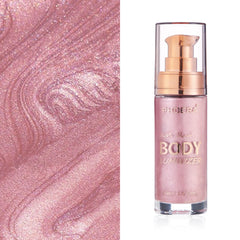 Lezero Sparkle Pink Glow on skin yields natural luminescent finish
